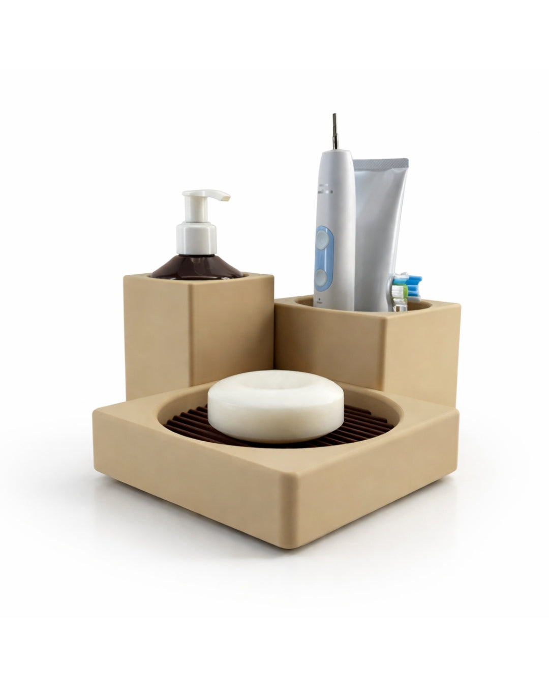 Set Porta Accessori Bagno Brutus Stampato 3D | Design Modulare | Printable Objects