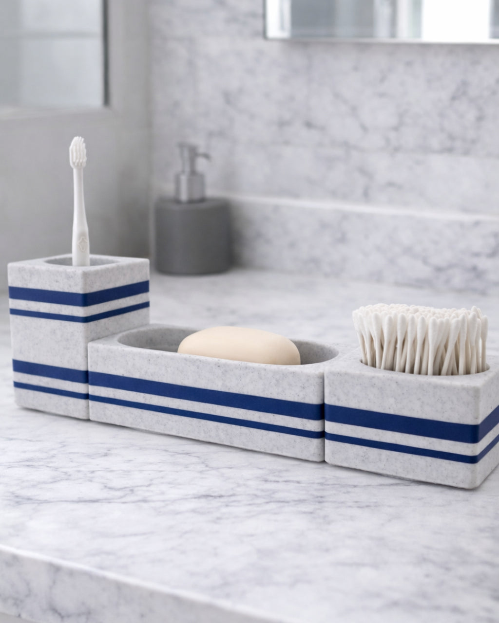 Set Porta Accessori Bagno Brutus Stampato 3D | Design Modulare | Printable Objects