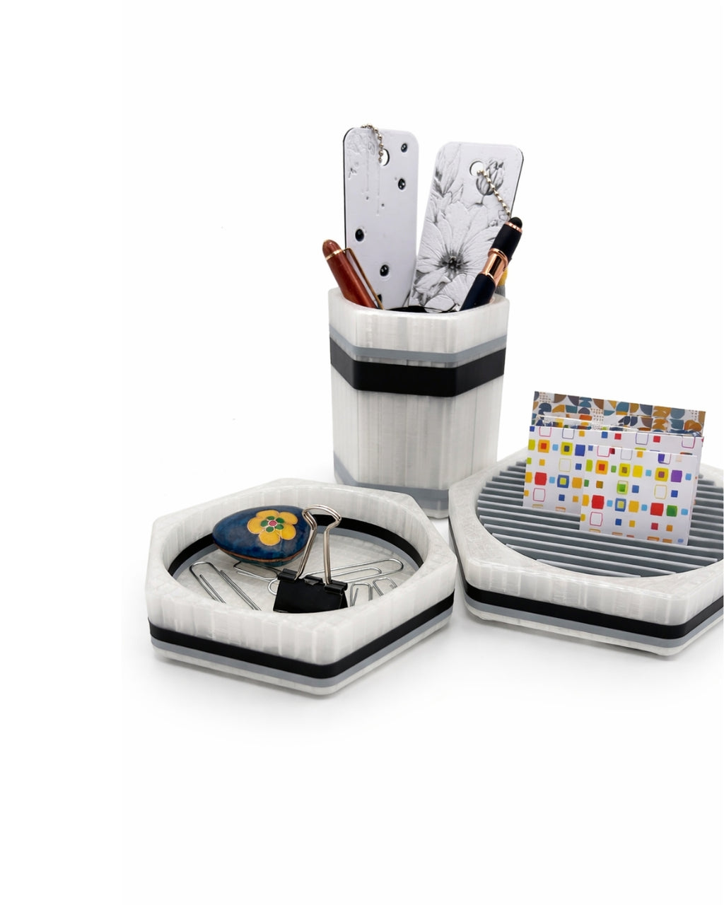 Set Organizzatore Scrivania Hexa Stampato 3D | Design Modulare | Printable Objects