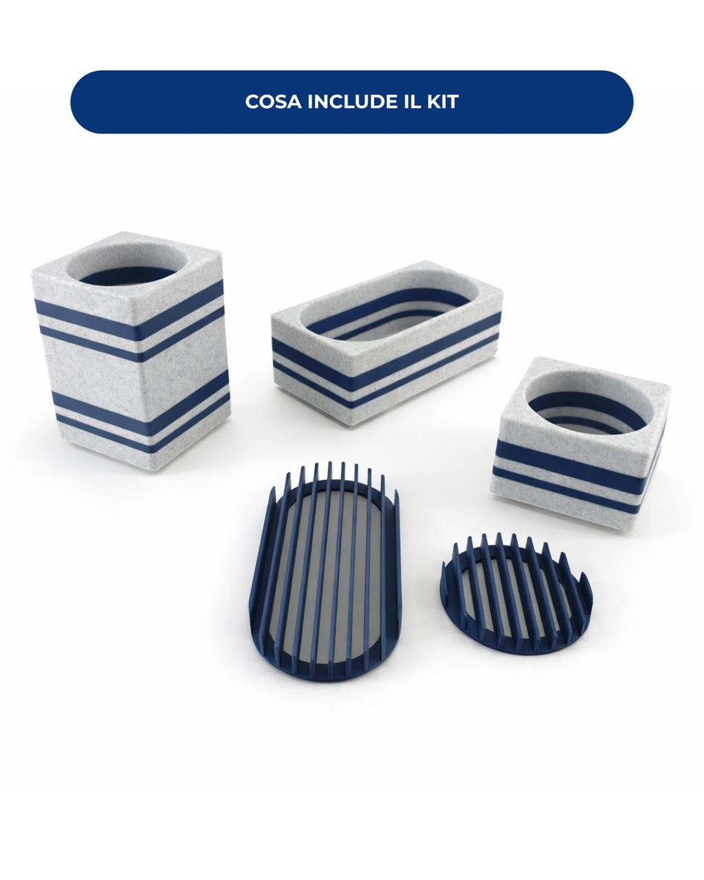 Set Porta Accessori Bagno Brutus Stampato 3D | Design Modulare | Printable Objects
