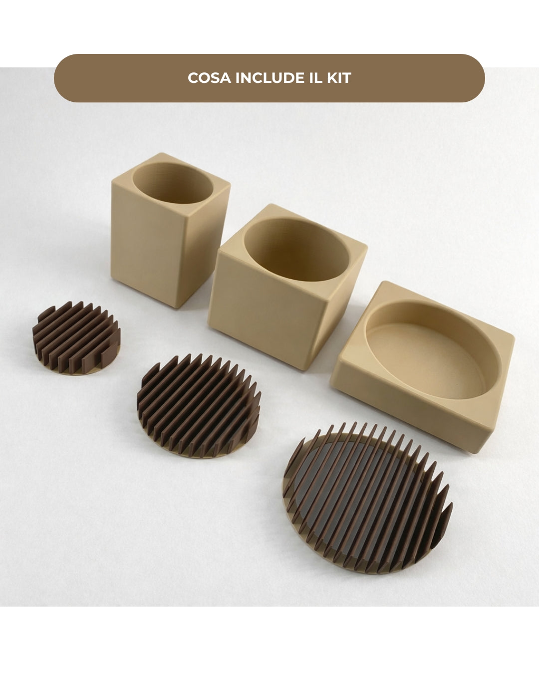 Set Porta Accessori Bagno Brutus Stampato 3D | Design Modulare | Printable Objects