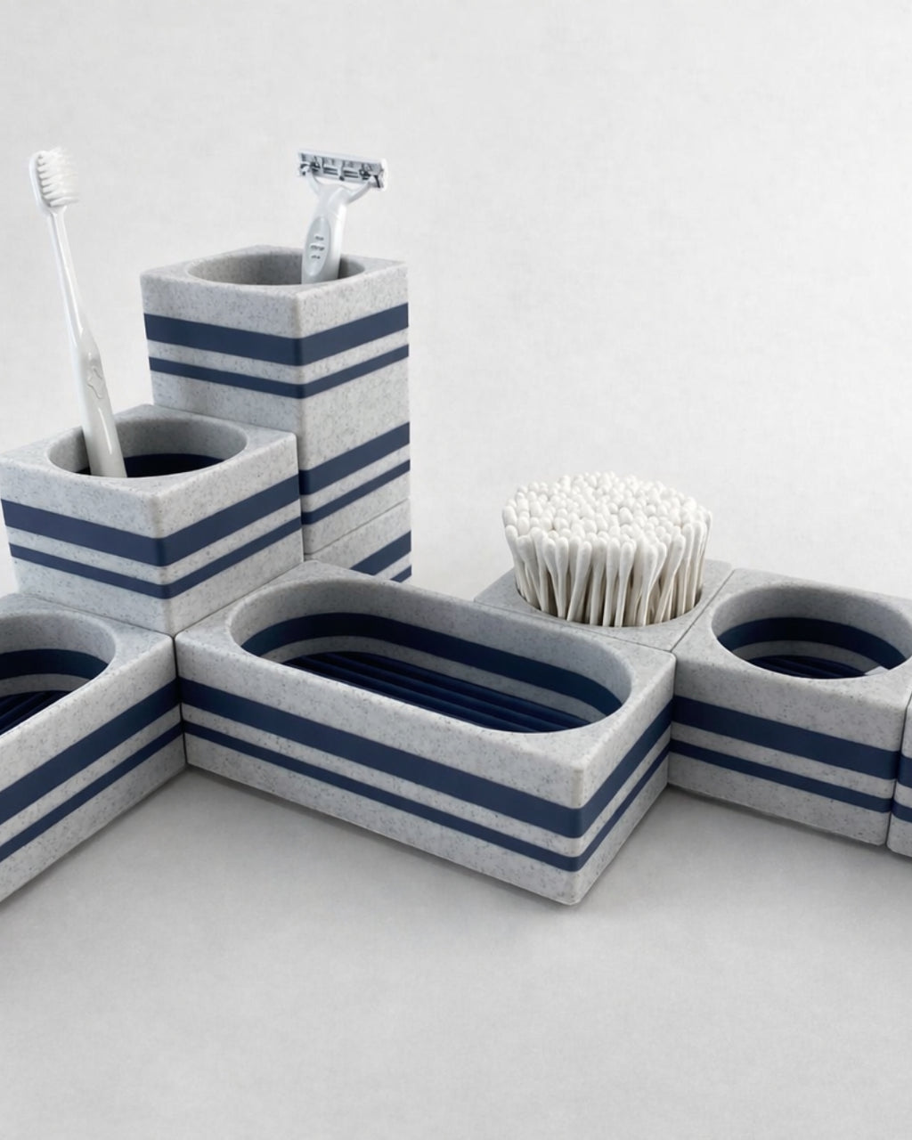 Set Porta Accessori Bagno Brutus Stampato 3D | Design Modulare | Printable Objects